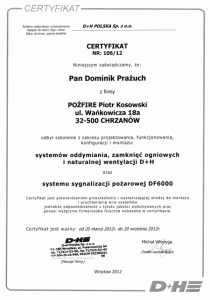 Certyfikat D+H Dominik Prażuch